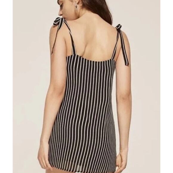 Reformation Dixie Dress Black & White Stripe Mini | Size M - Picture 2 of 5